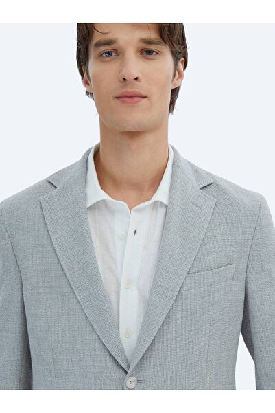Kip Gray Patterned Modern Fit Jacket