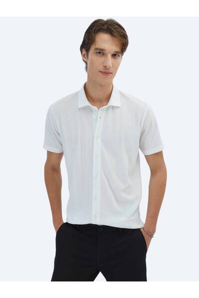 Kip Біла сорочка з візерунком, прямий крій, повсякденний стиль