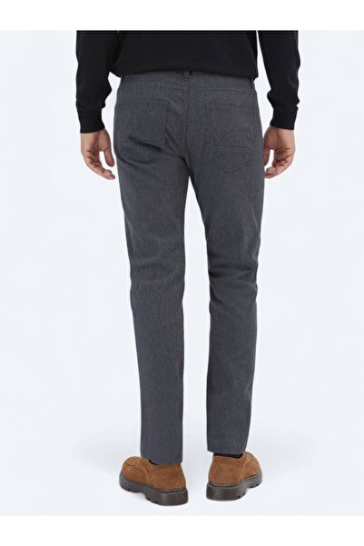 Kip Antrasit Dokuma Slim Fit Casual Pamuk Karışımlı Pantolon