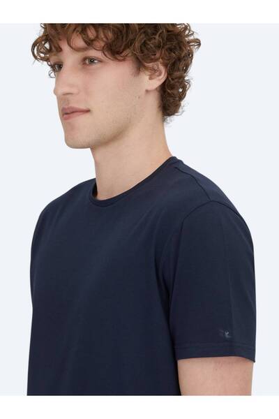 Kip Μπλουζάκι με μπλέ μπλέ μονόχρωμο λαιμόκοψη από βαμβακερό μείγμα