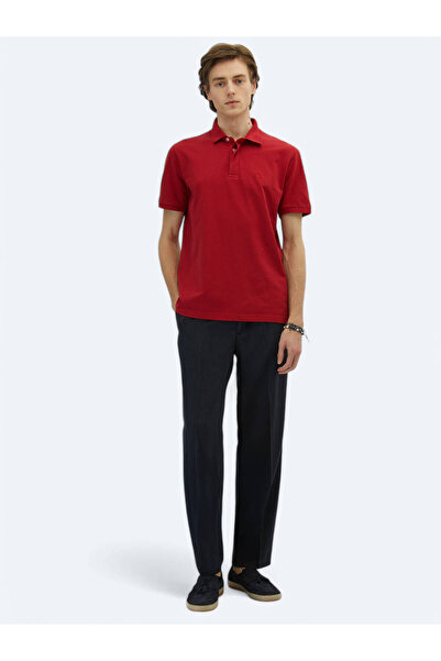 Kip Red Plain Polo Neck 100% Cotton T-Shirt