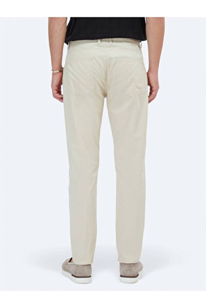 Kip Beige Slim Fit Denim Cotton Blend - Casual Trousers