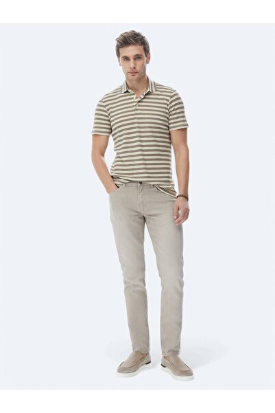 Kip Каки панталон Slim Fit от деним и памучна смес