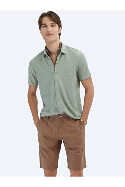 Kip Відкрита хакі пряма крій Regular Fit Casual бавовняна сумішева сорочка