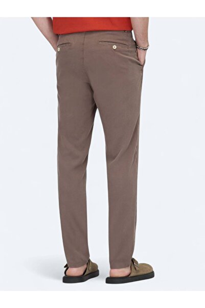Kip Kahverengi Dokuma Jogging Fit Casual Pamuk Karışımlı Pantolon