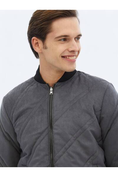 Kip Antrasit Regular Fit Dik Yaka Casual Dokuma Mont