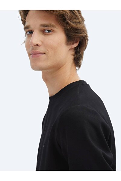 Kip Siyah Bisiklet Yaka Sweatshırt