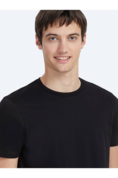 Kip Black Plain Crew Neck 100% Cotton T-Shirt