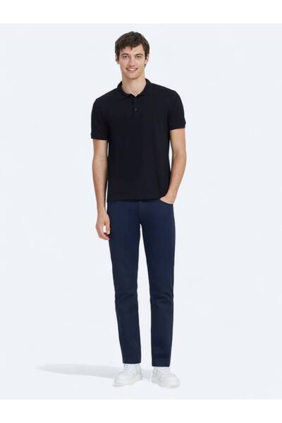 Kip Синій однотонний поло з коміром 100% бавовна