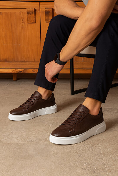 Safari Ayakkabı Tommy 100% Genuine Leather Ultra Comfortable Eva Sole Men's Sneaker Casual Shoes Bitter Brown