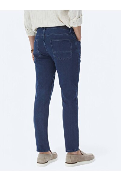 Kip Παντελόνι με τζιν-βαμβακερό μείγμα Navy Blue Slim Fit