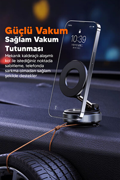 indirimsevinci Elektrikli Vakumlu Araç İçi Telefon Tutucu - Güçlü Manyetik MagSafe Uyumlu
