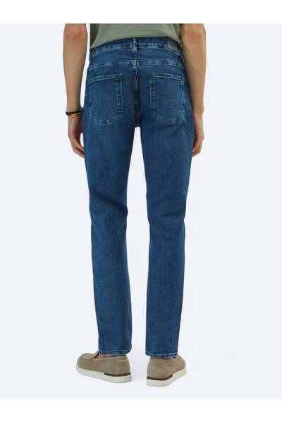 Kip Orta Mavi Slim Fit Çevre Dostu Denim Pamuk Karışımlı Pantolon
