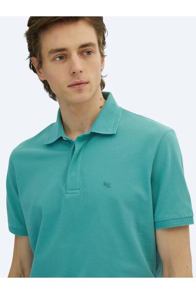 Kip Nile Green Plain Polo Neck 100% Cotton T-Shirt