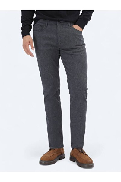 Kip Antrasit Dokuma Slim Fit Casual Pamuk Karışımlı Pantolon