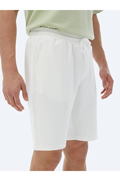 Kip Ekru Düz Örme Jogging Fit Casual Bermuda