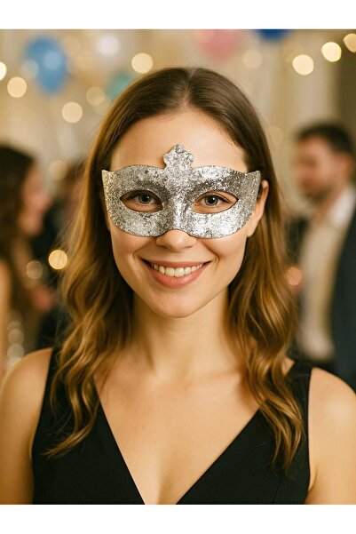 Parti Adresi Simli Parti Maskesi Balo Parti Kostüm Aksesuarı Maske Gümüş