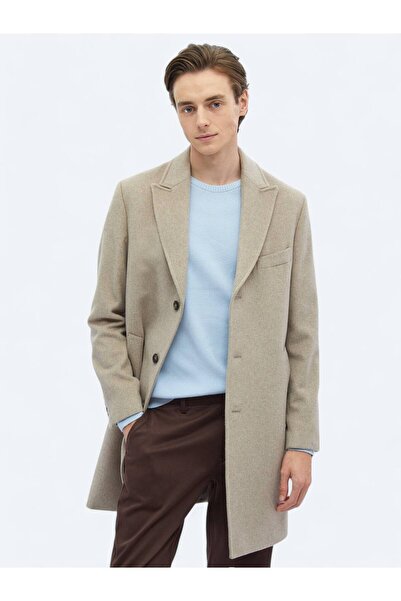 Kip Vizon Regular Fit Kruvaze Yaka Klasik Dokuma Palto