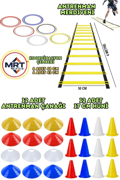 Mrt Spor Antrenman Seti 4m Merdiven 12li Huni 12li Çanak 12li Koordinasyon Çe...