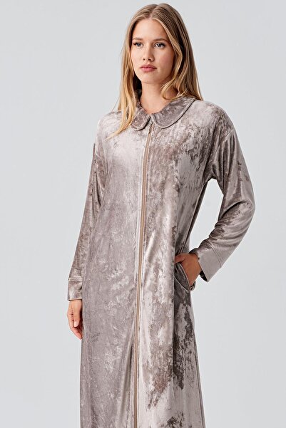 Artış Ελαστικό βελούδινο φόρεμα με μακριά μανίκια και τσέπες με φερμουάρ