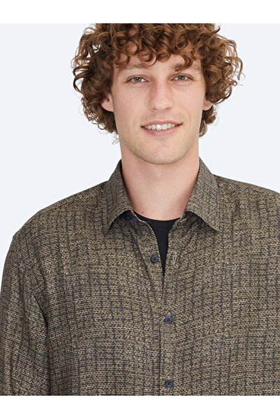 Kip Brown Striped Regular Fit Woven Casual 100% Cotton Shirt