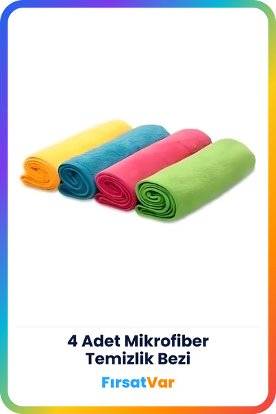 FırsatVar 4 Adet Temizlik Bezi Mikrofiber Oto Araç Yıkama Silme Kurulama Parl...
