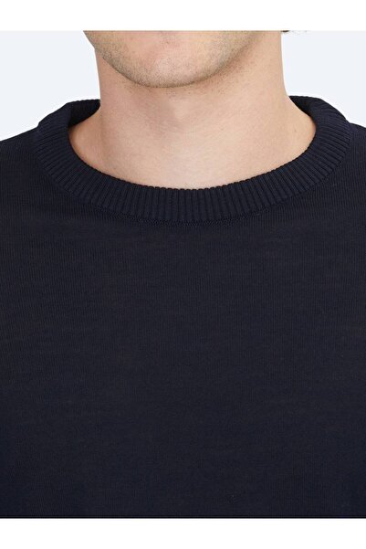 Kip Πλεκτό πουλόβερ με λαιμόκοψη Navy Blue Jacquard Wool Blended