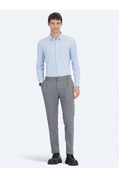 Kip Μπλε πουκάμισο από βαμβακερό μείγμα αθλητικού τύπου Regular Fit