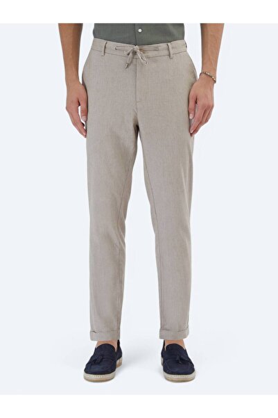 Kip Haki Düz Dokuma Jogging Fit Casual Pamuk Karışımlı Pantolon