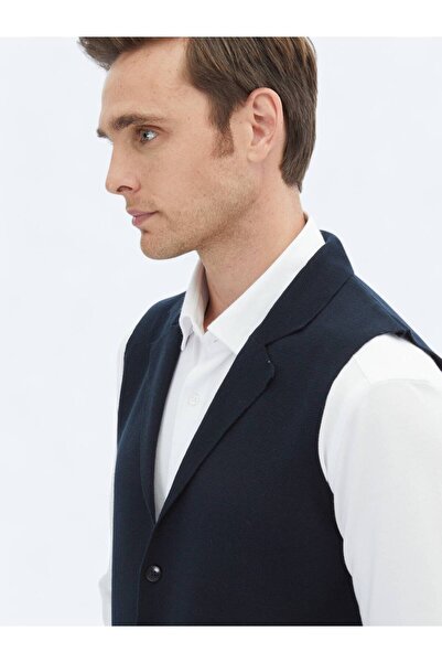 Kip Синій трикотажний жилет з рівним плетінням