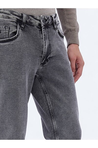 Kip Antrasit Loose Fit Denim Pamuk Karışımlı Pantolon