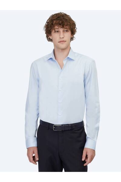 Kip Cămașă clasică 100% bumbac, țesută, cu croială normală, albastru închis