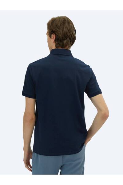 Kip Синій однотонний поло з коміром 100% бавовна