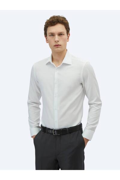 Kip Біла пряма сорочка Slim Fit з класичної бавовняної суміші