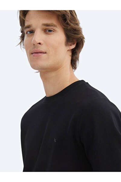 Kip Siyah Bisiklet Yaka Sweatshırt