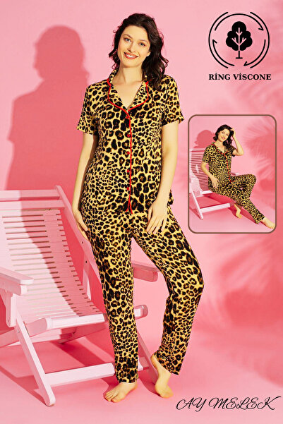 AYMELEK Women's Pajamas Set Ring Viscose Bamboo Texture Shirt and Pajamas Set