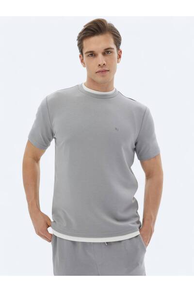 Kip Γκρι μονόχρωμο μπλουζάκι με λαιμόκοψη