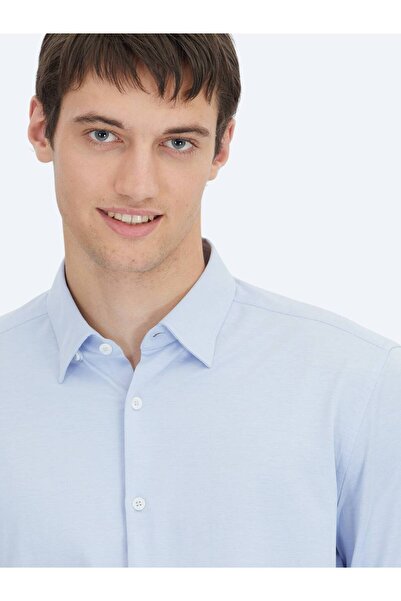 Kip Μπλε πουκάμισο από βαμβακερό μείγμα αθλητικού τύπου Regular Fit