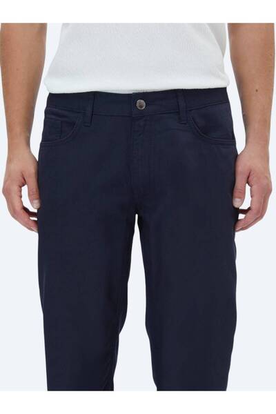 Kip Παντελόνι Casual από βαμβακερό μείγμα Navy Blue Denim εφαρμοστό