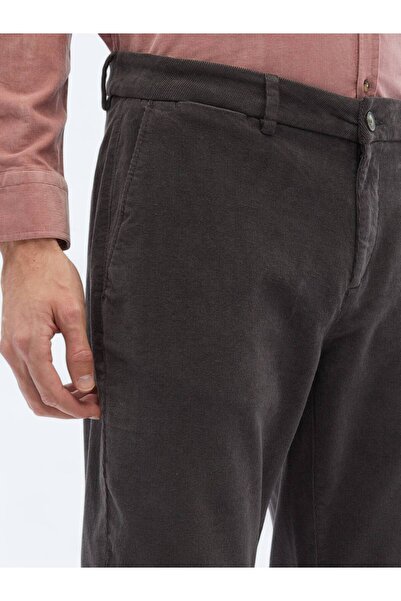 Kip Gri Dokuma Regular Fit Kadife Casual Pamuk Karışımlı Pantolon