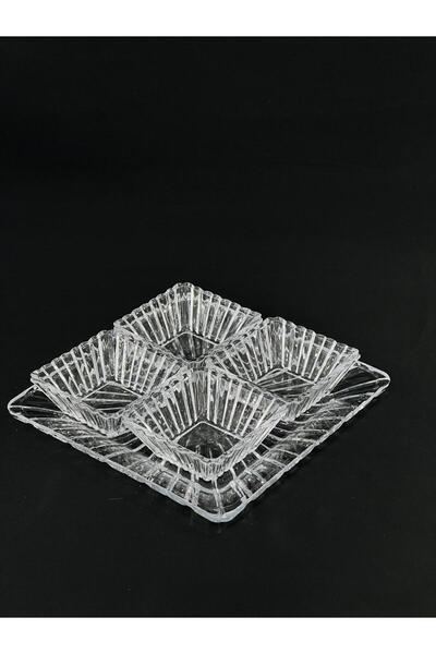 isra kristal Crystal Look Glass 5-Piece Breakfast Set – Stylish Presentation and Snack Bowl