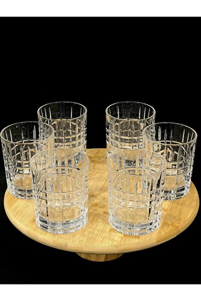 isra kristal Crystal Look Glass Soft Drink Cup Set of 6 - Stylish Patterned Soft Drink and Water Cup