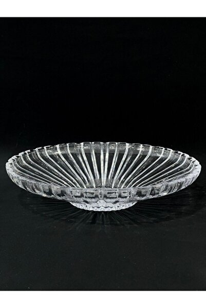 isra kristal Crystal Look Glass Presentation Plate, Stylish Crystal Patterned Glass Plate, Crystal Patterned Glass Fruit Bowl
