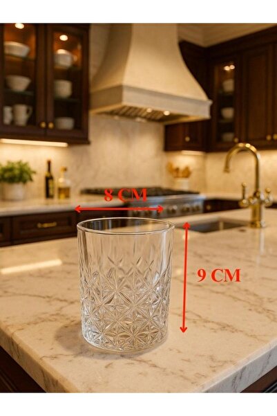 isra kristal Crystal Look Glass Soft Drink Cup Set of 6 - Stylish Patterned Soft Drink and Water Cup