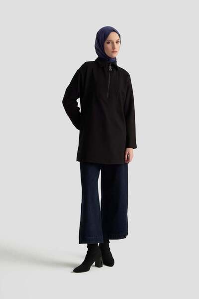 Armine TREND New Season Turtleneck Half Zipper Inner Collar Stone Tunic