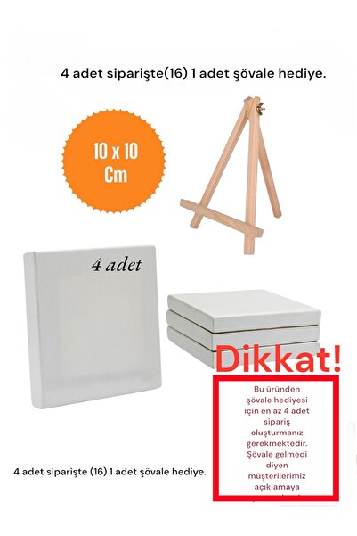 Ems Takı Aksesuar 4 Adet 10x10 Tuval Arkadan Zımbalı Mini Tuval 4 adet (16) Alımda 1 Adet Şövale