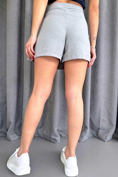 Mine Tan Butik Сіра плісирована жіноча спідниця-шорти