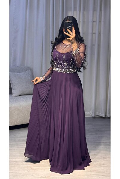 SELSAL فستان راق مطرز بكسرات بلسيه