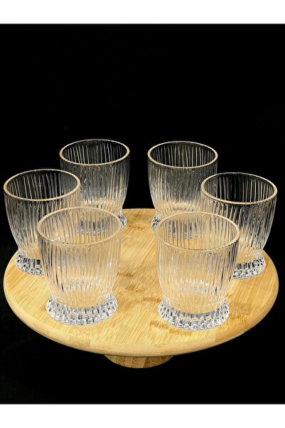 isra kristal Crystal Cut Patterned Glass Soft Drink Glasses Set of 6 - Luxury Water and Beverage Glasses
