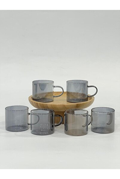 isra kristal Glass Coffee Cups - Set of 6 with Handle for Turkish Coffee and Espresso